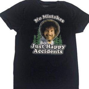 Bob Ross No Mistakes Black T-shirt Small Adult